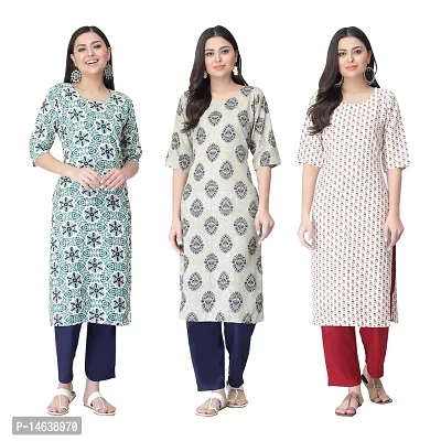 New Crepe Combo Printed Kurtis For Women Pack Of 3-thumb0