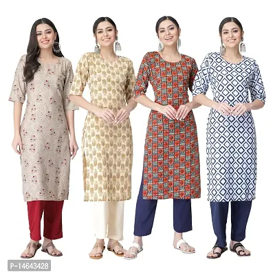 New Crepe Combo Printed Kurtis For Women Pack Of 4