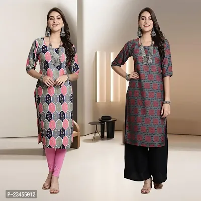 Fancy Rayon Kurtis For Women Pack Of 2-thumb0