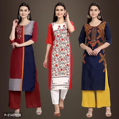 Fancy Crepe Kurtis for Women Pack Of 3-thumb0