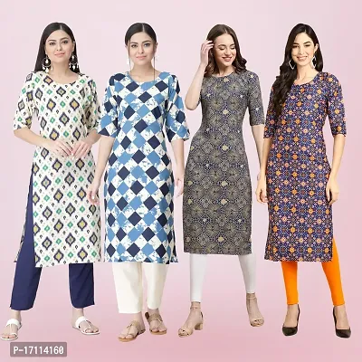 Women Stylish Crepe Printed Straight Kurta