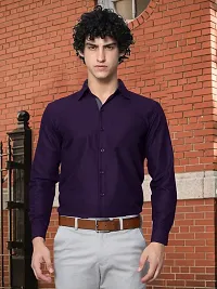 Reliable Purple Cotton Solid Long Sleeves Formal Shirt For Men-thumb3