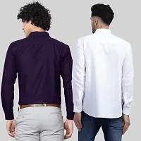 Stylish Cotton Multicoloured Solid Long Sleeves Fornal Shirt For Men Pack Of 2-thumb1