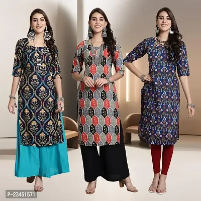 Fancy Rayon Kurtis For Women Pack Of 3-thumb0