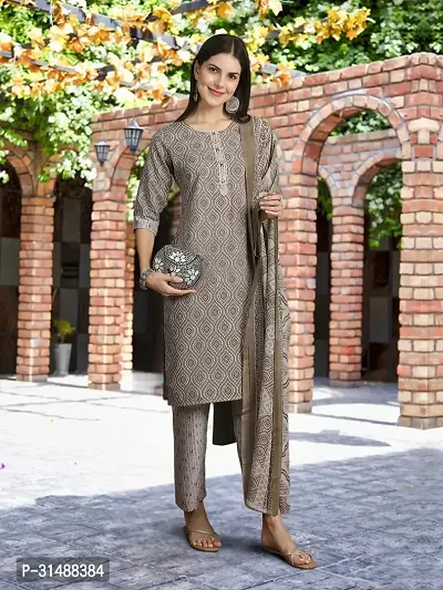 Fancy Cotton Blend Kurta Bottom And Dupatta Set For Women-thumb5