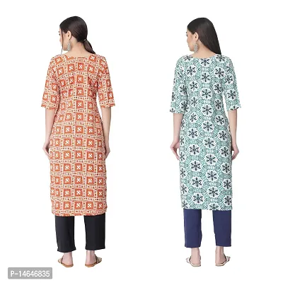 Attarctive Crepe Printed Straight Kurti Combo For Women Pack Of 2-thumb2