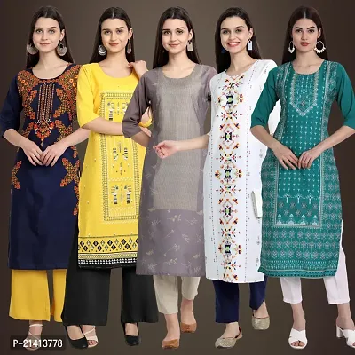 Fancy Crepe Kurtis For Women Pack Of 5-thumb0