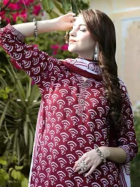 Stylish Cotton Blend Printed Kurta With Pant And Dupatta Set For Women-thumb3