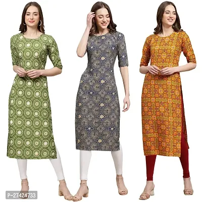 Stylish Multicoloured Crepe Stitched Kurta For Women Pack of 3