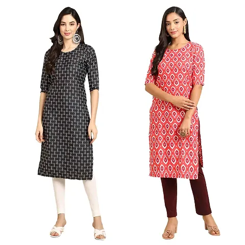 Stylish Crepe Straight Kurta For Women- Pack Of 2