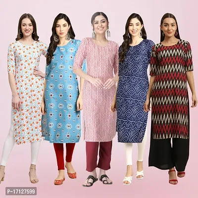 Women Stylish Crepe Printed Straight Kurta