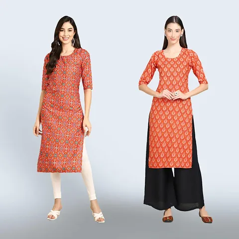 Trendy Crepe Printed Kurtis Combo of 2