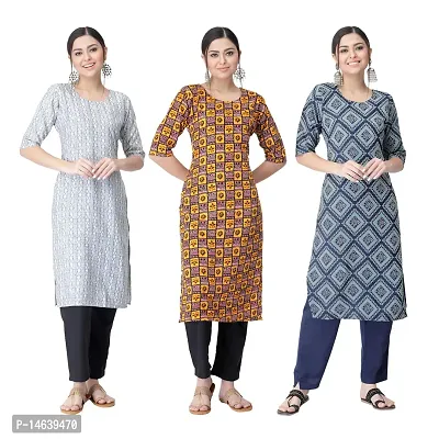 New Crepe Combo Printed Kurtis For Women Pack Of 3