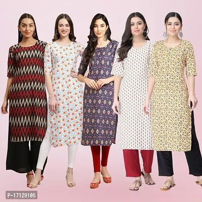 Women Stylish Crepe Printed Straight Kurta