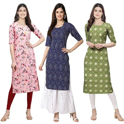 Beautiful Crepe Straight Kurta For Women Pack Of 3