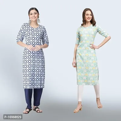 Women Stylish Crepe Ethnic Motif Casual Straight Kurta