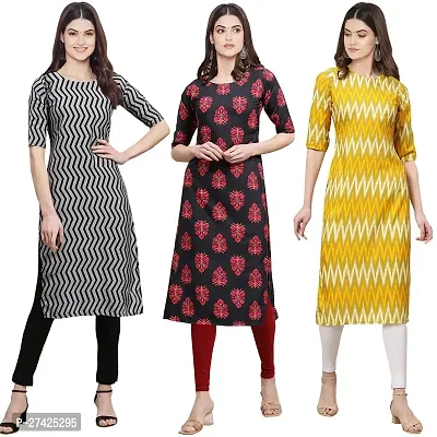 Stylish Multicoloured Crepe Stitched Kurta For Women Pack of 3