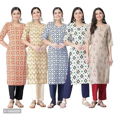 New Crepe Printed Kurtis Combo For Women Pack Of 5