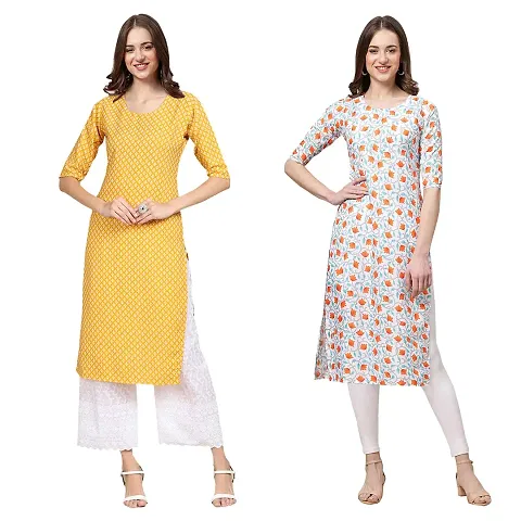 Stylish Digital Woman Crepe Kurtis Pack of 2