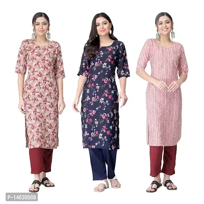 New Crepe Combo Printed Kurtis For Women Pack Of 3