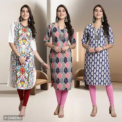 Fancy Rayon Kurtis For Women Pack Of 3-thumb0