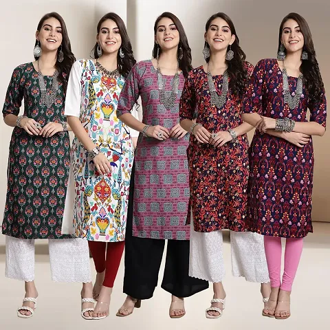 Fancy Crepe Kurtis For Women Pack Of 5