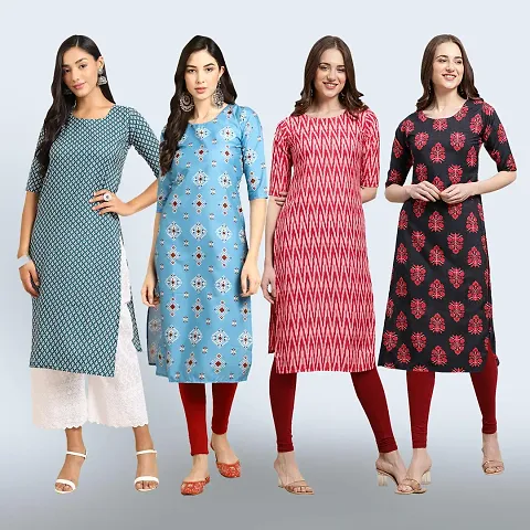 Pack Of 4 Crepe Printed Kurtis