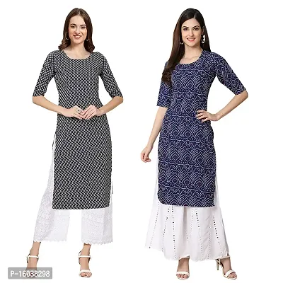 Stylish Digital Printed Women Crepe Kurta- Pack of 2