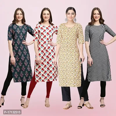 Women Stylish Crepe Printed Straight Kurta