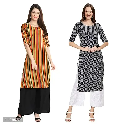 Stylish Crepe Digital Printed Kurta For Women- Pack Of 2