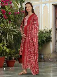 Stylish Cotton Blend Printed Kurta With Pant And Dupatta Set For Women-thumb3