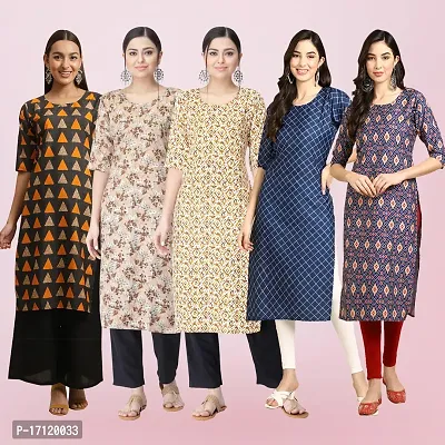 Women Stylish Crepe Printed Straight Kurta