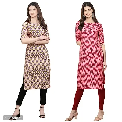 Stylish Crepe Digital Printed Kurta For Women- Pack Of 2-thumb0