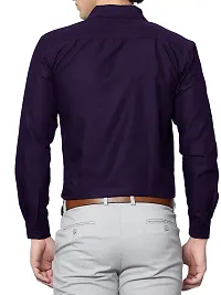 Men Stylish Purple Cotton Solid Long Sleeve Semi Formal Shirt-thumb4