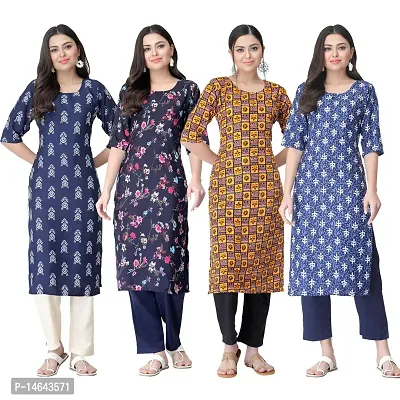 New Crepe Combo Printed Kurtis For Women Pack Of 4