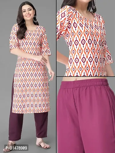 Stylish Crepe Printed Straight Kurta With Pant Set For Women