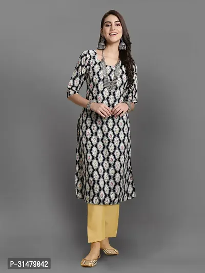 Stylish Crepe Printed Straight Kurta With Pant Set For Women-thumb2