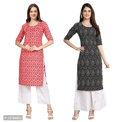 Stylish Crepe Digital Printed Kurta For Women- Pack Of 2