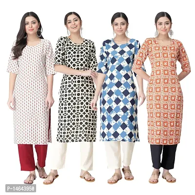 New Crepe Combo Printed Kurtis For Women Pack Of 4