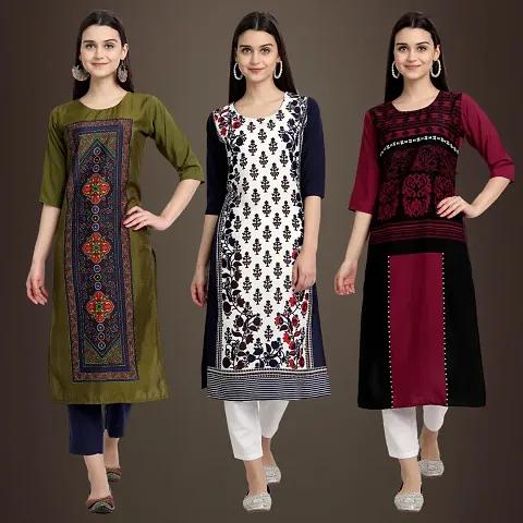 Stylish Fancy Crepe Kurtis Pack Of 3