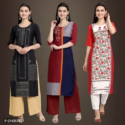 Fancy Crepe Kurtis for Women Pack Of 3-thumb0