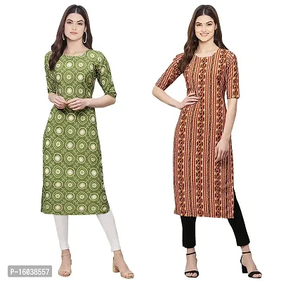 Stylish Digital Printed Women Crepe Kurta- Pack of 2-thumb0