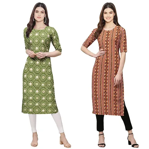 Stylish Digital Woman Crepe Kurtis Pack of 2