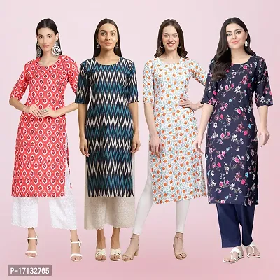 Women Stylish Crepe Printed Straight Kurta