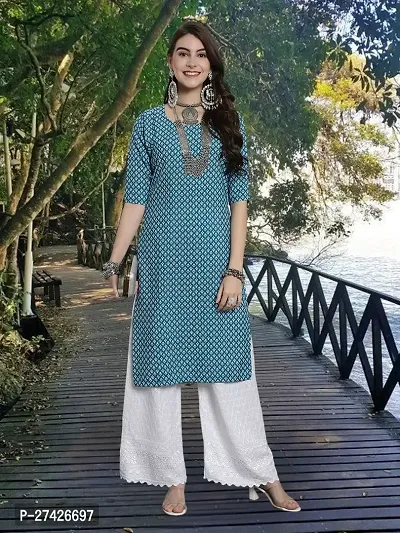 Stylish Blue Crepe Stitched Kurta For Women-thumb0