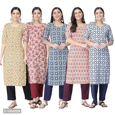 New Crepe Printed Kurtis Combo For Women Pack Of 5