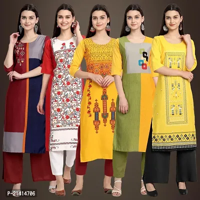 Fancy Crepe Kurtis For Women Pack Of 5-thumb0