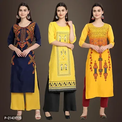 Fancy Crepe Kurtis for Women Pack Of 3-thumb0