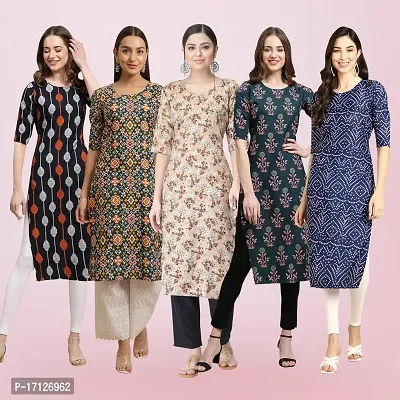 Women Stylish Crepe Printed Straight Kurta-thumb0