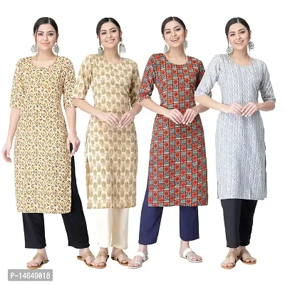 New Crepe Combo Printed Kurtis For Women Pack Of 4